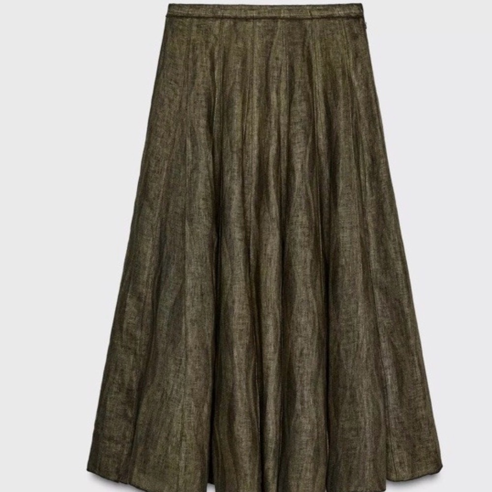 Women's Olive Maxi Skirt - Flowing A-Line Skirt